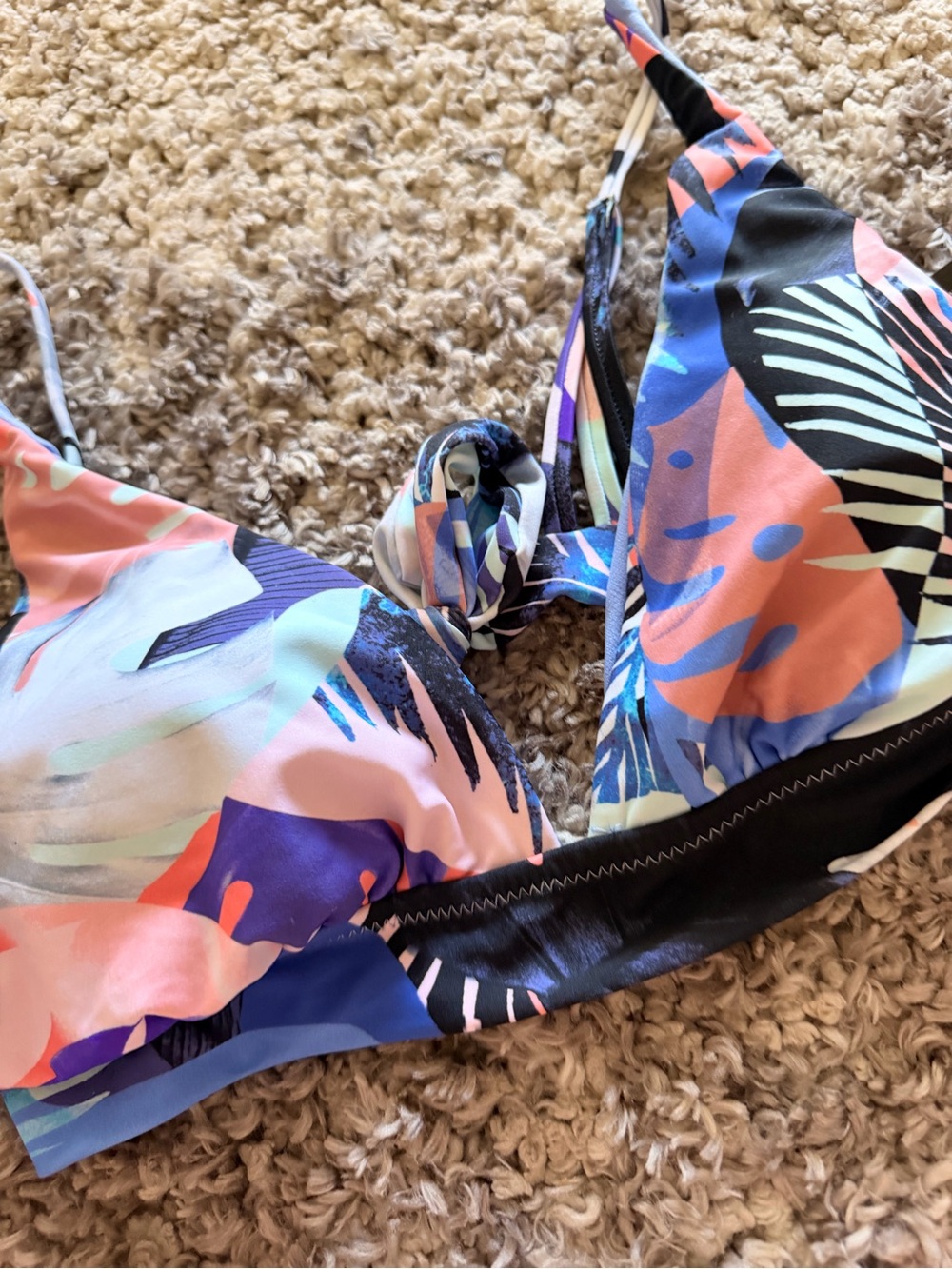 Raisins Lavender and Multicolor Triangle Bikini Top